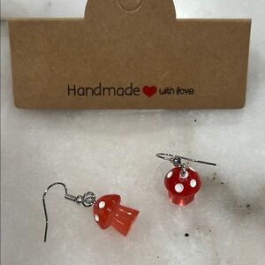 Charming Red Miniature Mushroom Earrings